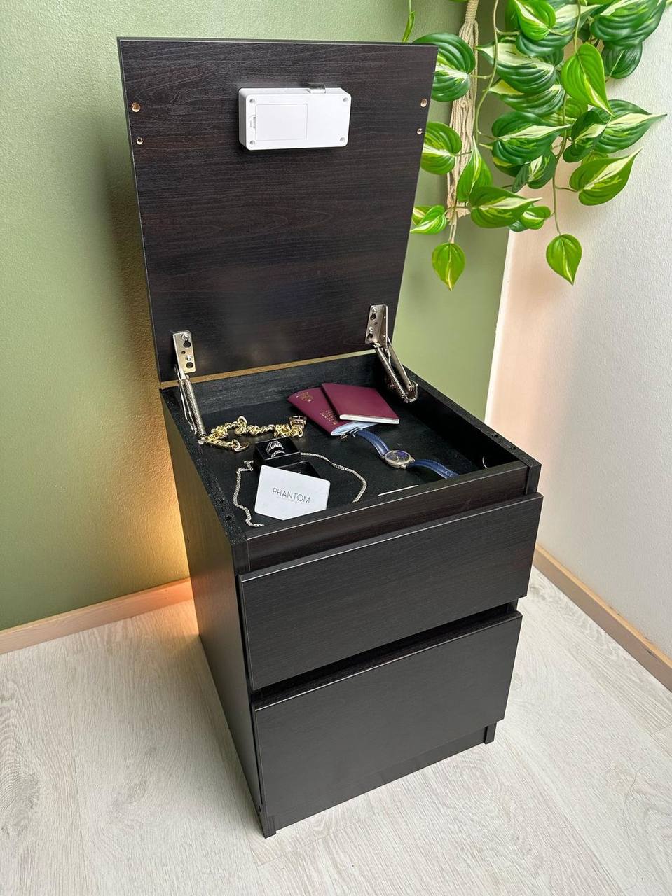 Modern Hidden Compartment Secret Drawer Furniture Nightstand Bedside Table with RFID Lock